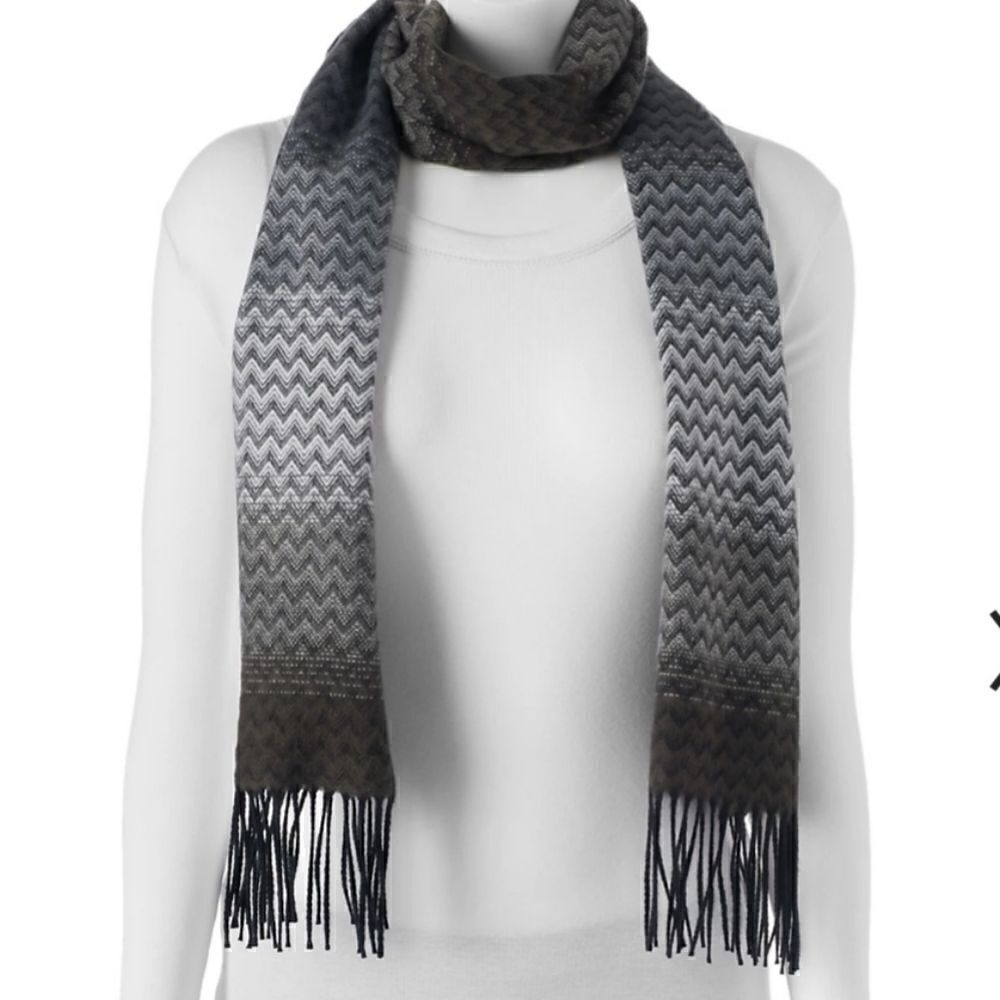 Softer Than Cashmere Ombre Zigzag Fringed Oblong Scarf